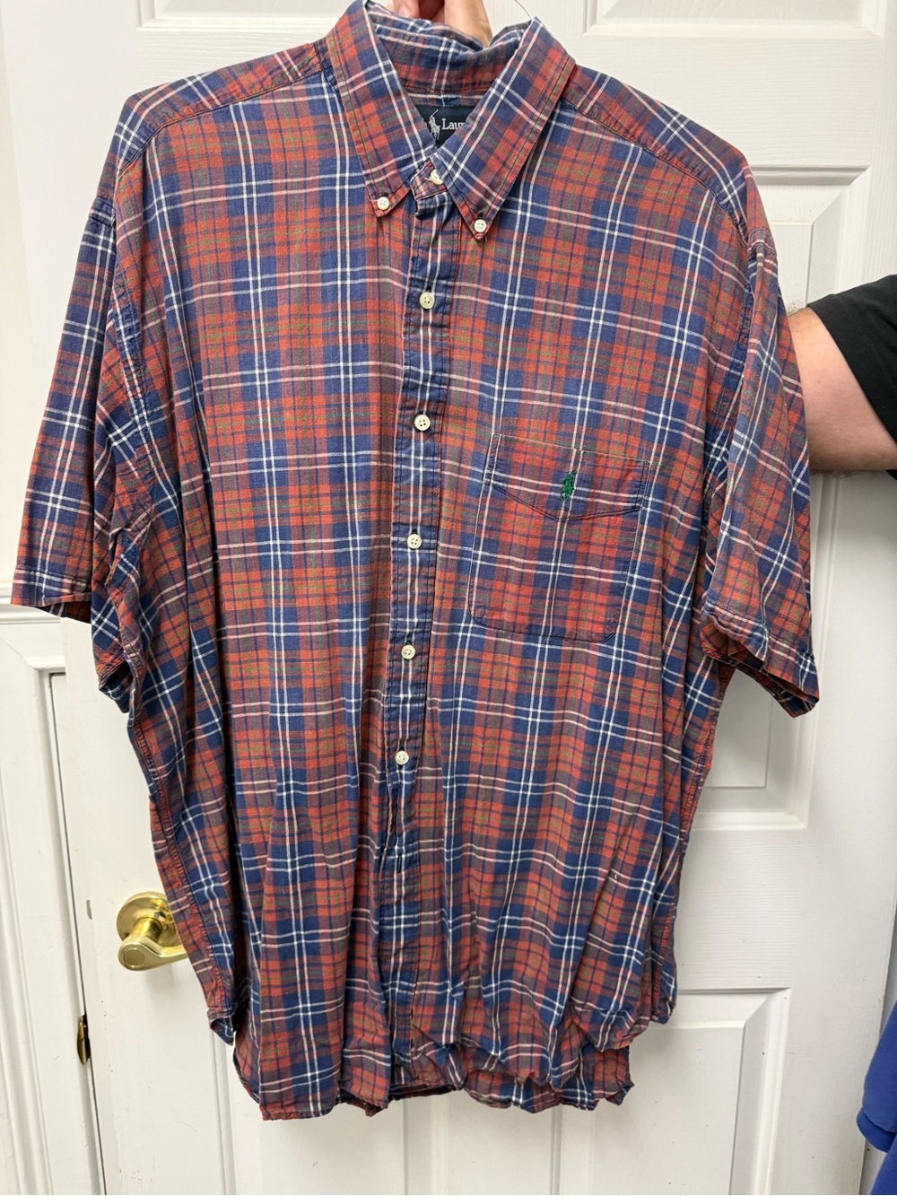 Ralph Lauren Short-Sleeve Plaid Button-Down Shirt - Blue & Orange